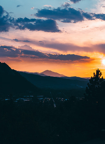 Nature, Sunset, Mountains, Clouds, View From Above, Village HD phone wallpaper