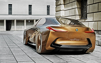 Vision Next 100, rear view, exterior, luxury concepts, gold Next 100, BMW HD wallpaper