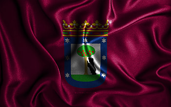 Madrid flag, , silk wavy flags, spanish cities, Day of Madrid, Flag of Madrid, fabric flags, 3D art, Madrid, cities of Spain, Madrid 3D flag HD wallpaper