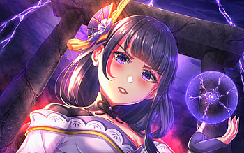 Raiden Shogun, , magic ball, Genshin Impact, manga, Raiden Shogun Genshin Impact, violet hair, Raiden Shougun, Raiden Ei HD wallpaper