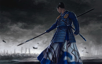 Warrior, blue, fantasy, art, battle, game, legend of the five rings HD wallpaper