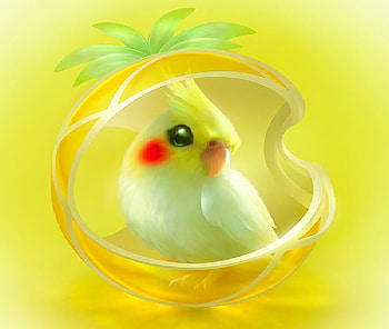 Beatiful Art Work, colorful, bird, art, cute, beautiful, special, yellow, fruit, lovely HD wallpaper