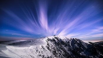 Snow mountains, blue sky, sunny day HD wallpaper