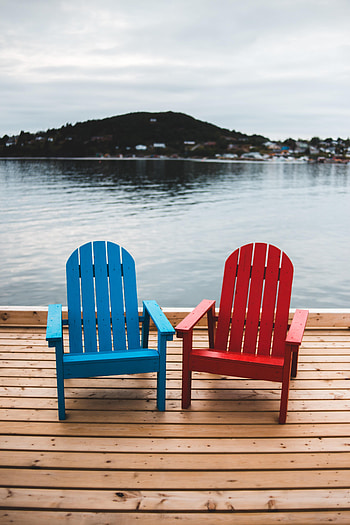 Sea, Mountains, Pier, Miscellanea, Miscellaneous, Wood, Wooden, Chairs HD phone wallpaper