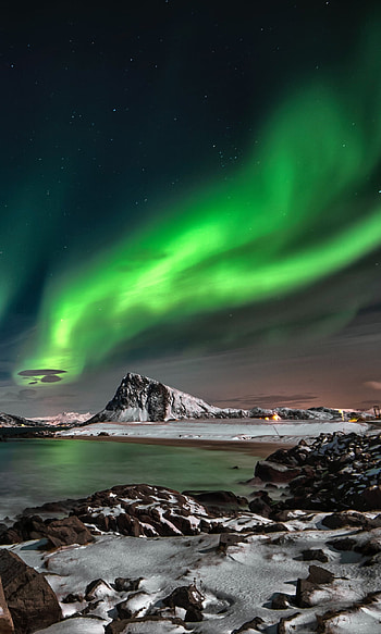 Midnight Fjord — Aurora Borealis, night, nature, aurora borealis HD phone wallpaper