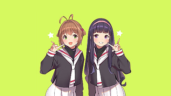Cute, Sakura Kinomoto, Tomoyo Daidouji, Cardcaptor Sakura, school dress HD wallpaper