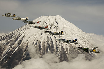 Jet Fighter, Mount Fuji, Military, Aircraft, Warplane, Jet Fighters HD wallpaper
