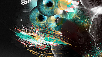 Abstract, Eyes, Paint, Face, Flipped Over, Reverse HD wallpaper
