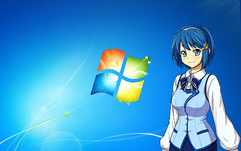 OS-Tan Nanami Madobe, blue, nanami madobe, microsoft, os tan, windows, windows 7, blue hair HD wallpaper