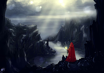 Rivers, Art, Rocks, Silhouette, Cloak HD wallpaper