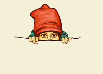 Art, Eyes, Hide, Cap, Peek Out, Look Out HD wallpaper
