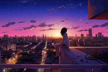 Saw A Sunset That Day, anime-girl, anime, alone, artist, artwork, digital-art HD wallpaper