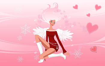 Vector, Girl, Wings, Tenderness, Attire, Outfit, Light Background HD wallpaper