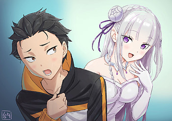 Anime, Re:Zero - Starting Life in Another World, Emilia (Re:ZERO), Subaru Natsuki HD wallpaper