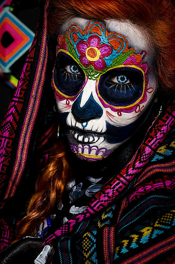 Santamuerte, head, red, santa HD phone wallpaper