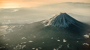 Aerial view, Mount Fuji HD wallpaper