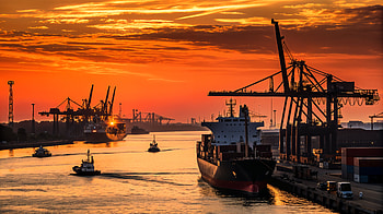 Stunning Port Sunset - Ultra, port, harbor, shipping HD wallpaper