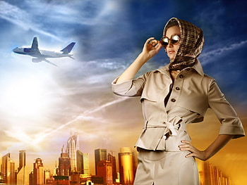 woman and plane , plane, woman HD wallpaper
