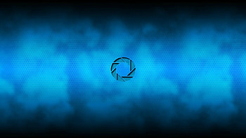 Logo Aperture Science, blue background HD wallpaper