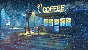 Cozy Coffee House In Winter Storm, coffee, house, winter, storm, artist, artwork, art, digital-art, deviantart HD wallpaper