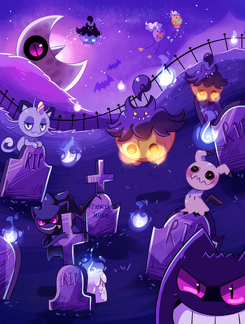 Ghost Pokemon Luna, art, lunatone, purple, gengar HD phone wallpaper
