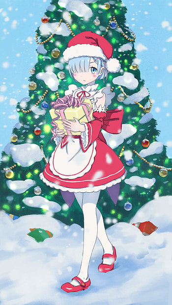 rem Christmas, holiday ornament, navidad, cartoon, character sign aquarius, anime, re zero HD phone wallpaper