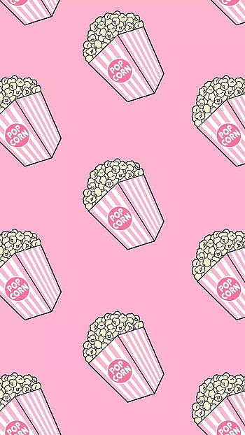 Popcorn, Cute , Pink colors, Food-themed design HD phone wallpaper