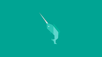 Narwhal, Geometric green whale, Minimal HD wallpaper