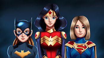 Superheroes Girls Digital Art , superheroes, wonder-woman, batgirl, supergirl, girls, digital-art, artist, artwork, deviantart HD wallpaper