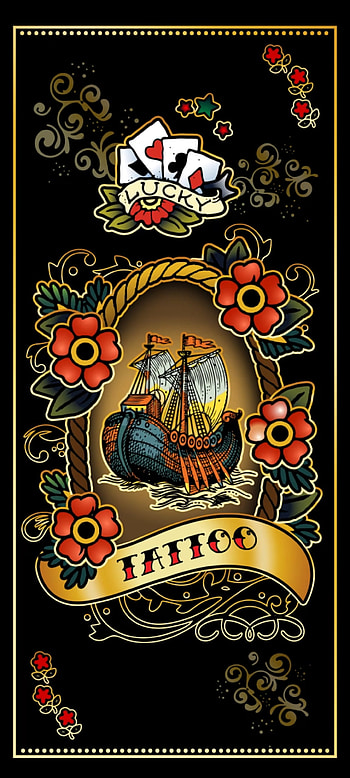 Gold Trump tattoo, orange, art, premium, tattoos, black, card HD phone wallpaper