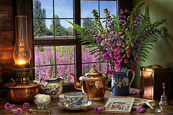 Still life, Cup, Kettle, Sugar, Window, Jug HD wallpaper