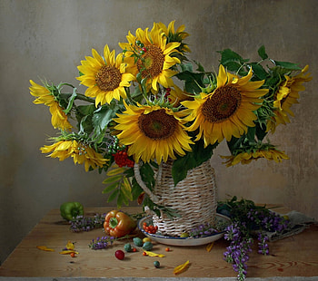 Reflection of summer, Sunflowers, Summer, Bouquet, Mood HD wallpaper