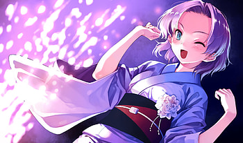 Playing fireworks, japanese clothes, kimono, cute, kawai, misaki kurehito, girl, anime, hanami marya, deep blue sky pure white wings HD wallpaper