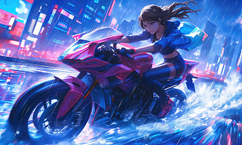 The Girl Behind The Handlebars, artist, artwork, art, digital-art, bike, deviantart HD wallpaper