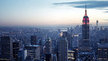 Manhattan Skyline, Travels, Urban night lights, High-rise buildings HD wallpaper