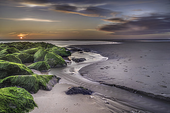 Landscape, Nature, Beach, Horizon, Coast, Lumps, Blocks HD wallpaper