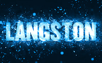 Happy Birtay Langston, , blue neon lights, Langston name, creative, Langston Happy Birtay, Langston Birtay, popular american male names, with Langston name, Langston HD wallpaper