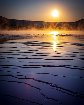 Nature, Water, Sunset, Lake, Reflection, Fog HD phone wallpaper