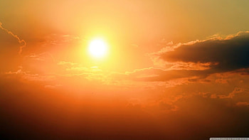Glowing Amber Sky, glow, amber, clouds, sky, sun HD wallpaper