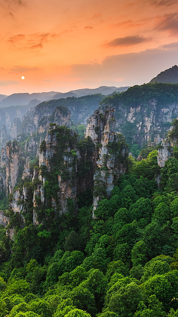 Zhangjiajie Travels, Zhangjiajie national forest park, Sunset, Wulingyuan HD phone wallpaper