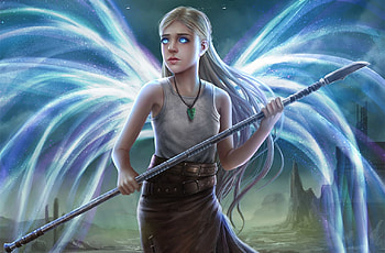 Fairy, blue, wings, fantasy, girl, luminos, jackson tjota HD wallpaper