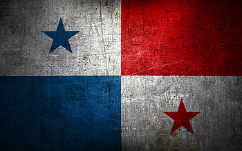 Panamanian metal flag, grunge art, North American countries, Day of Panama, national symbols, Panama flag, metal flags, Flag of Panama, North America, Panamanian flag, Panama HD wallpaper