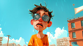 Sunny Meltdown: A Vibrant Ultra, sunny, melting, cartoon, boy, sunglasses HD wallpaper