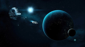 Millenium Falcon, Death Star (Star Wars) HD wallpaper