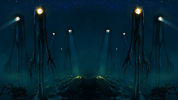 trees creatures spotlight slender man aliens ambient Art HD wallpaper