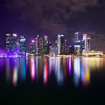 Cities, Architecture, Building, Lights, Reflection, Night City HD phone wallpaper