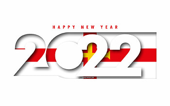Happy New Year 2022 Guernsey, white background, Guernsey 2022, Guernsey 2022 New Year, 2022 concepts, Guernsey, Flag of Guernsey HD wallpaper