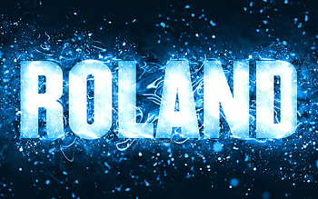Happy Birtay Roland, , blue neon lights, Roland name, creative, Roland Happy Birtay, Roland Birtay, popular american male names, with Roland name, Roland HD wallpaper