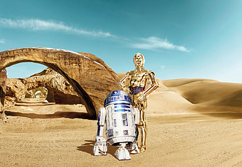 C-3PO and R2-D2 , mobile tablet, Star Wars HD wallpaper