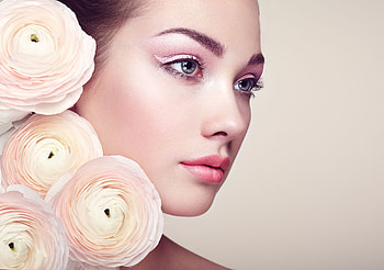 Beauty, pink, model, flower, face, oleg gekman, girl, woman HD wallpaper
